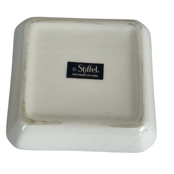 Vintage Stiffel Ceramic Trinket Box Dish Jewelry Bowl Square Replacement No Lid - Picture 3 of 5